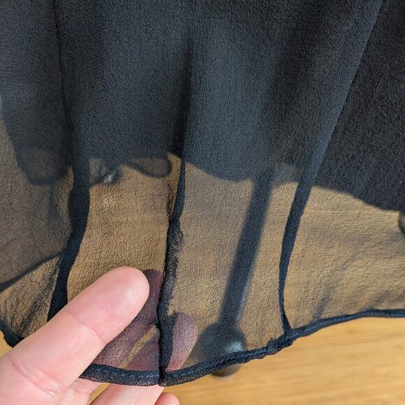 Vintage Sean Collection Prom Dress Maxi Gown L Black Floral Y2K Silk Feminine - Picture 11 of 11